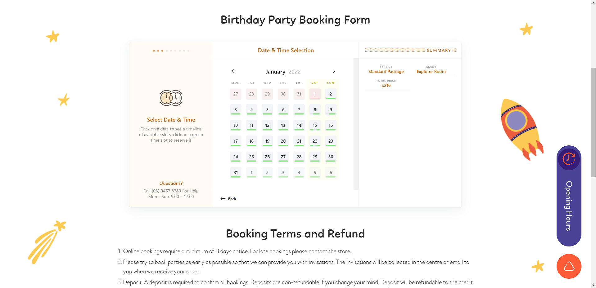 landingplaycentre birthday party booking function system by amazingstudio website design