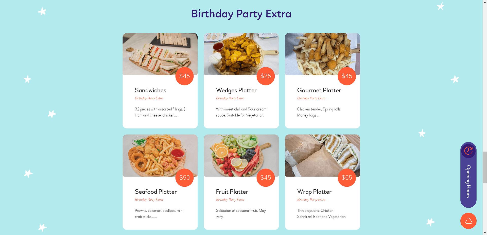 landingplaycentre birthday party extra food by amazingstudio website design